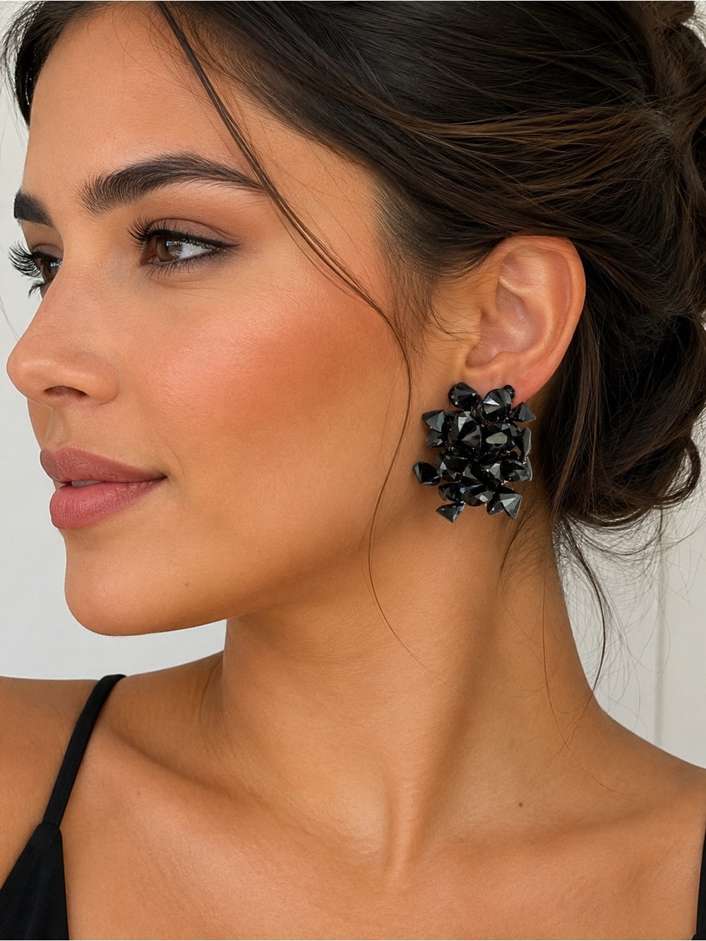 Roxanne Assoulin The Cubic Cluster Earrings In Black  NEW
